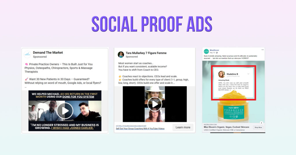 top 10 facebook ad ideas - social proof ads