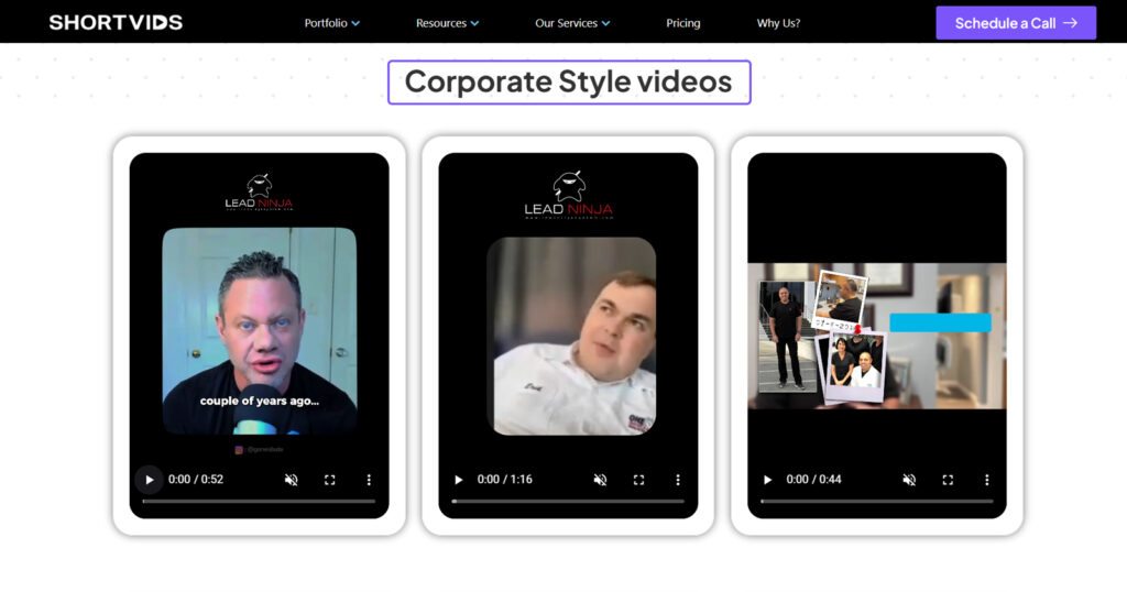 Content type ShortVids edit - corporate videos