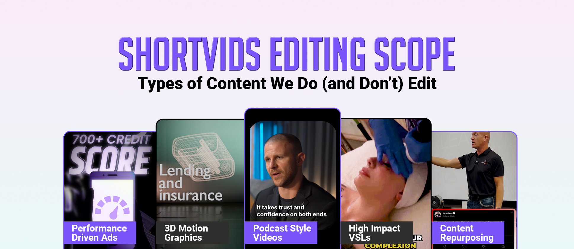 Content types Shortvids edit and don't