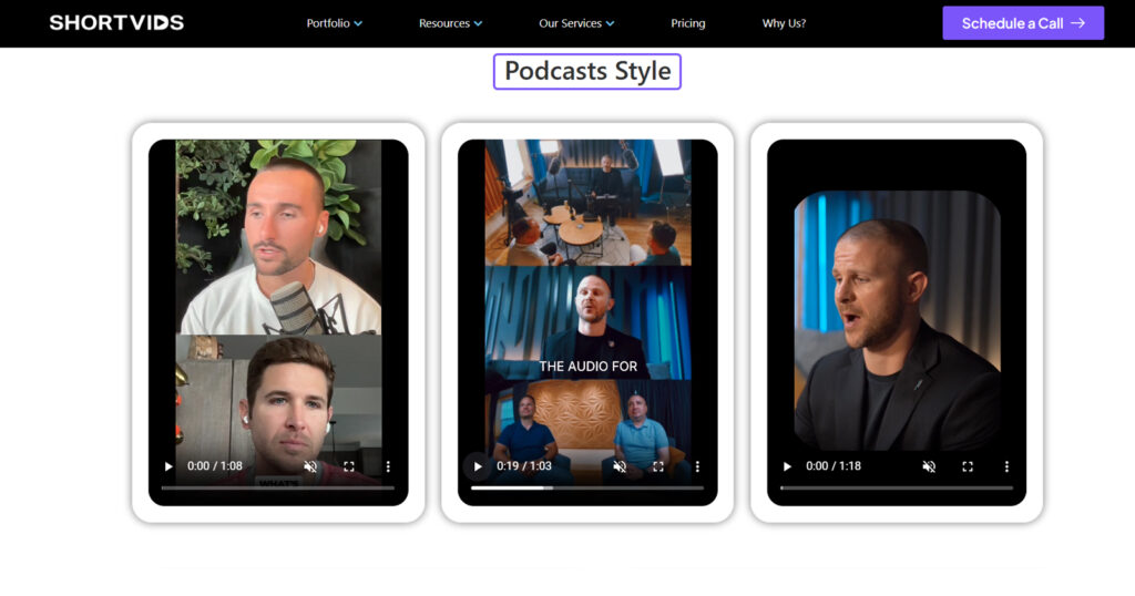 Content type ShortVids edit - podcast style