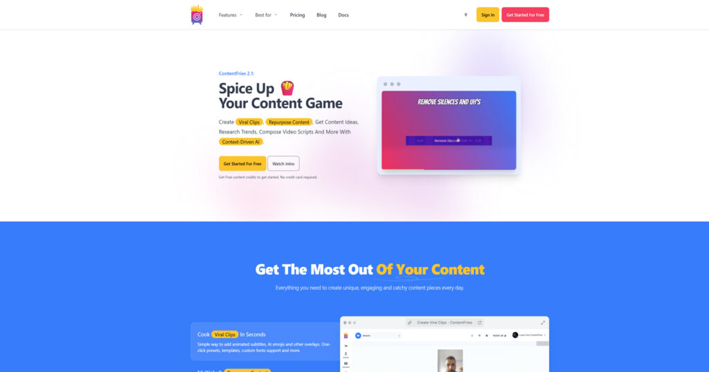 ContentFries - long video repurposing platform