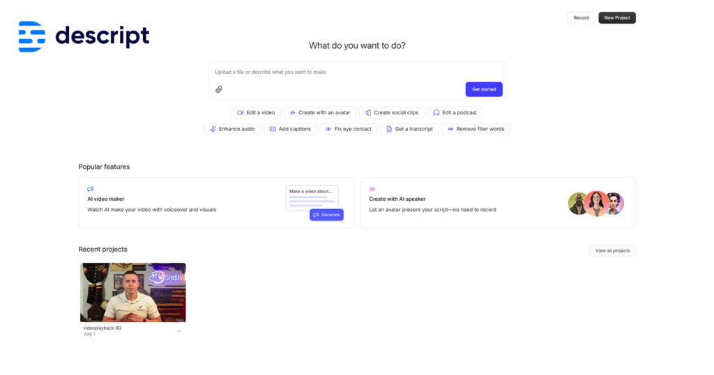 Descript - best content repurposing tool