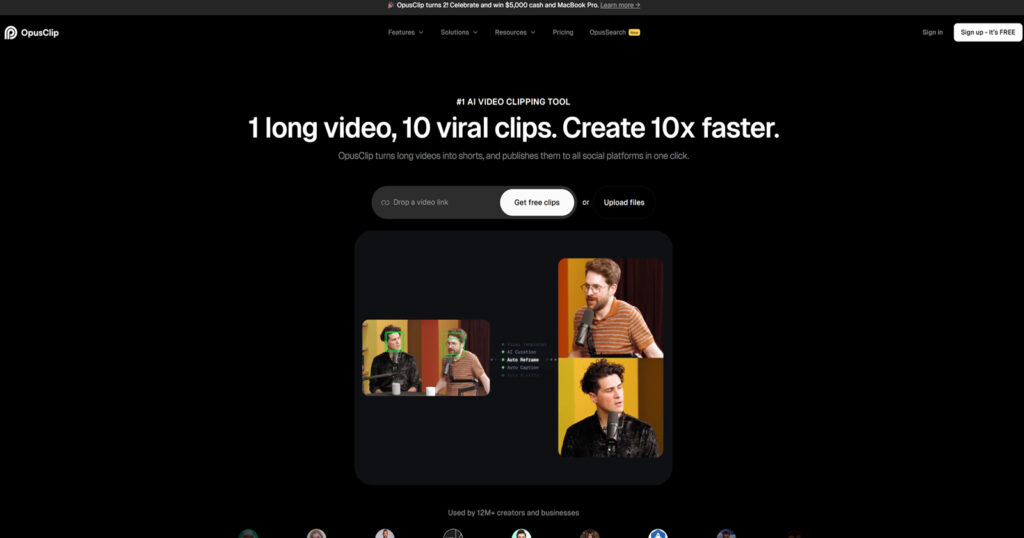 Opus Clip - best ai content repurposing tool