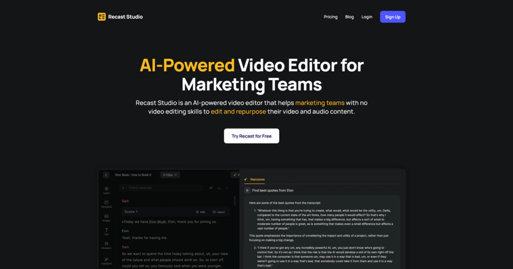 Recast Studio - - AI-powered long-form video repurposing platform