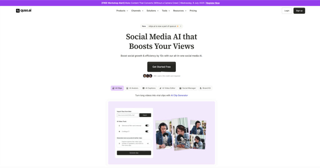 Quso.ai video repurposing tool