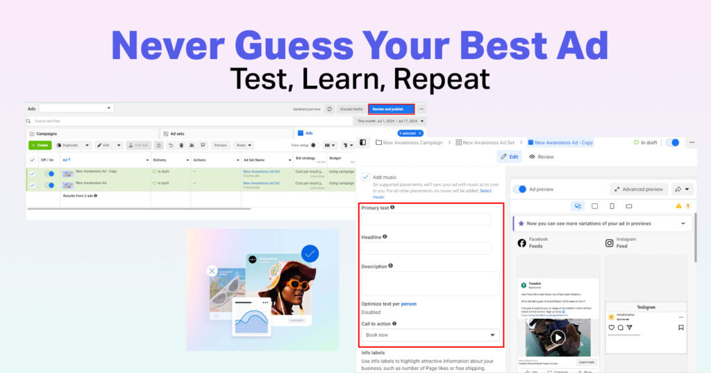Facebook ads tips - Split Creative Testing