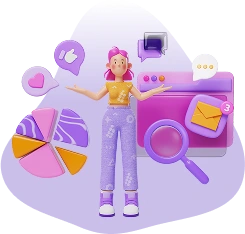 Girl with Digital Icons