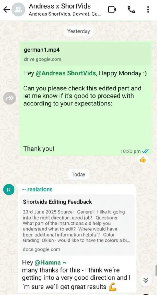 Clients Feedback - ShortVids