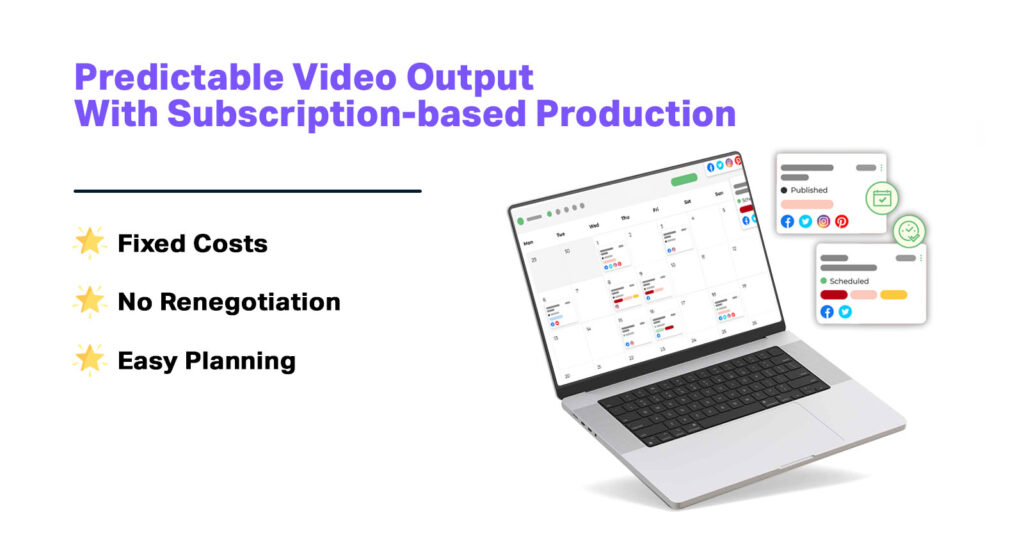 Predictable Video Output With Subscription-based Production
Fixed Costs


No Renegotiation


Easy Planning
