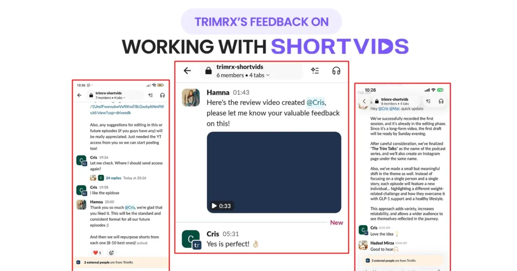 Client feedback for shortvids by trimrx 