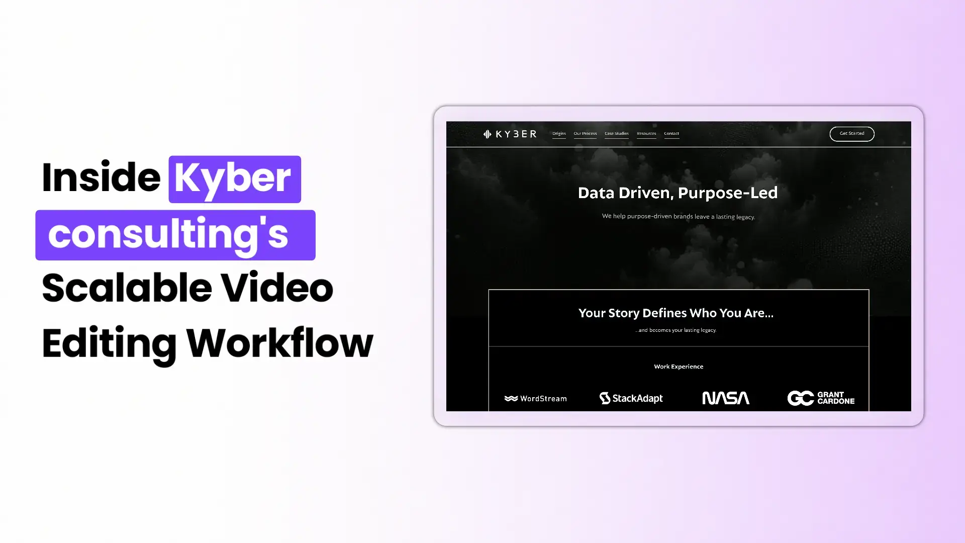 Kyber Consulting's website homepage, featured in ShortVids' scalable video editing workflow case study