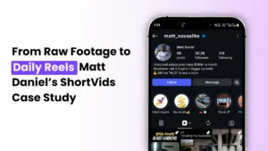 Matt Daniel's Instagram profile matt_novaelite showing 30.2K followers, featured in ShortVids' daily Reels case study